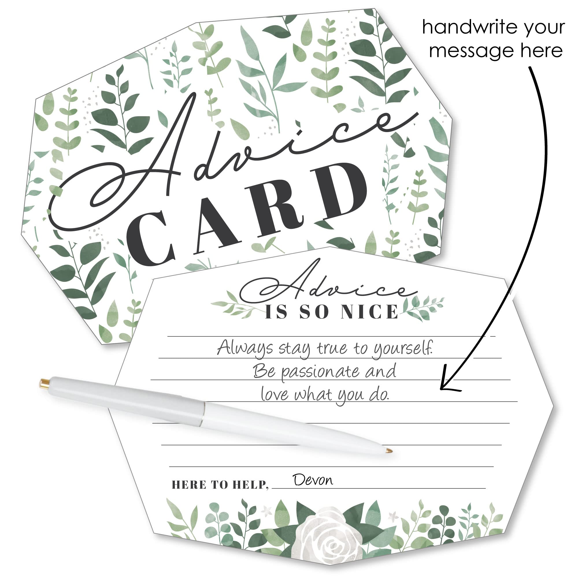Big Dot Of Happiness Boho Botanical - Wish Card Greenery Party Activities - Shaped Advice Cards Game - Set Of 20